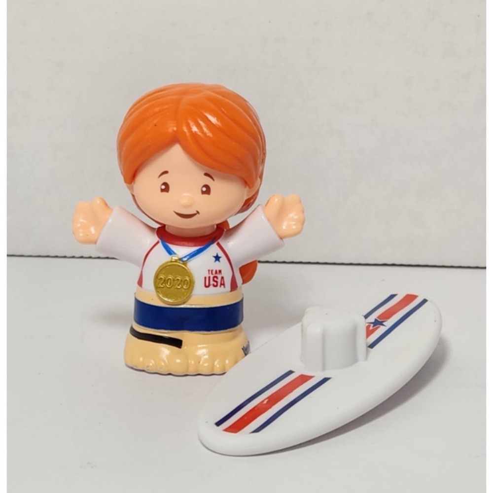 Fisher Price Little People Red Hair Surfing Surf Board Medal 2020 Team USA